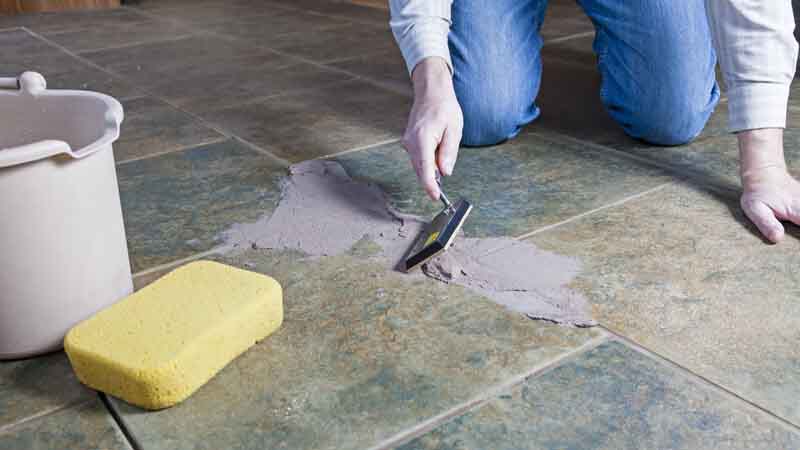 grouting tile floor